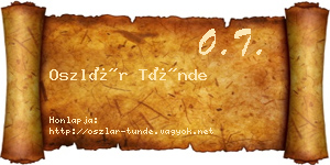 Oszlár Tünde névjegykártya
